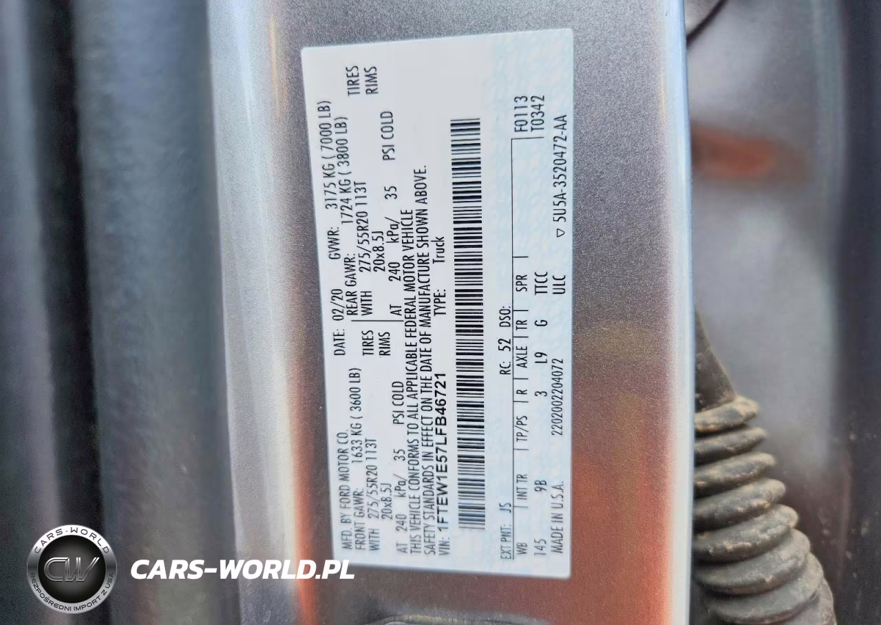 2020 Ford F150 Supercrew VIN:1FTEW1E57LFB46721 - 13