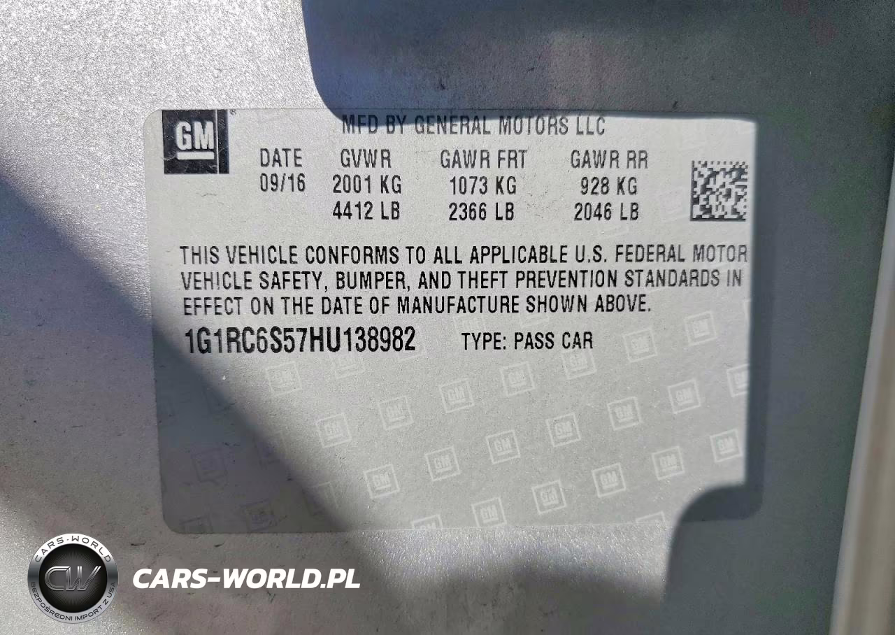 2017 Chevrolet Volt Lt VIN:1G1RC6S57HU138982 - 12