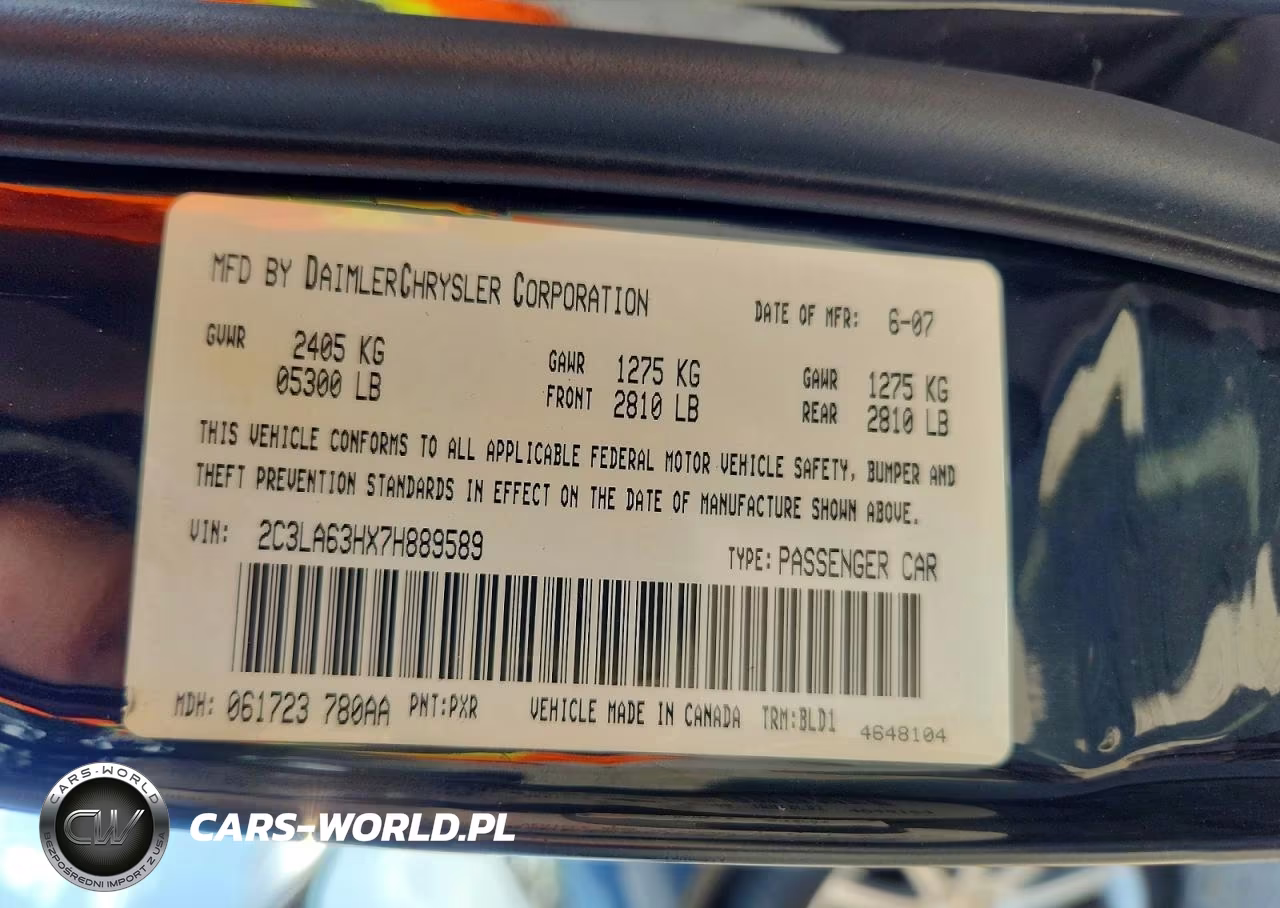 2007 Chrysler 300 VIN:2C3LA63HX7H889589 - 12