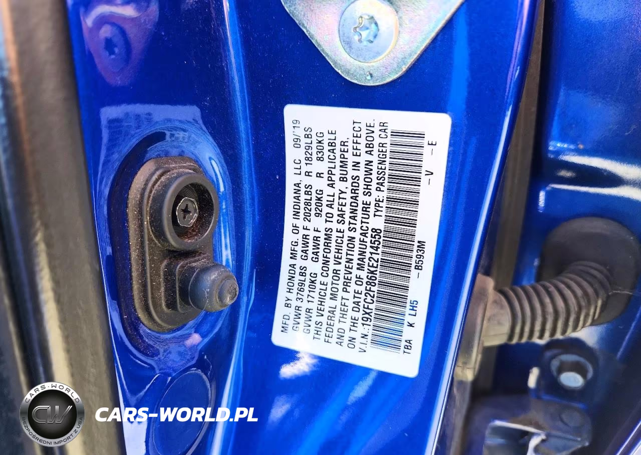 2019 Honda Civic Sport VIN:19XFC2F86KE214558 - 13