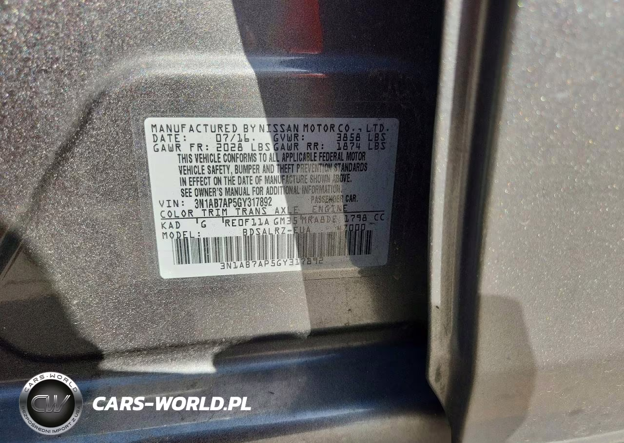 2016 Nissan Sentra Sr VIN:3N1AB7AP5GY317892 - 13