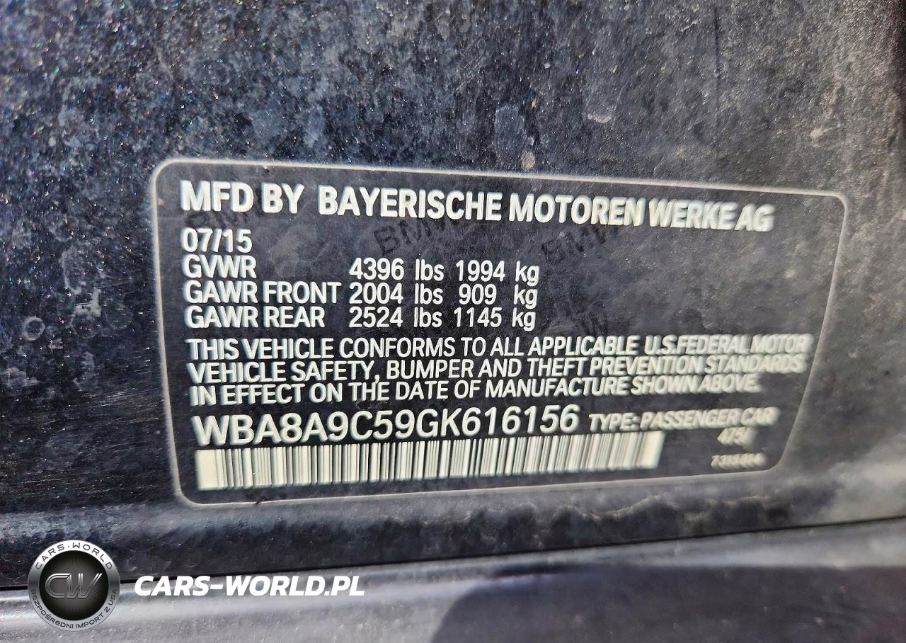 2016 BMW 320 I VIN:WBA8A9C59GK616156 - 12