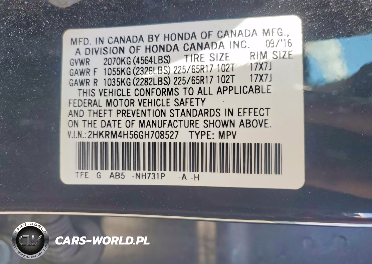 2016 Honda Cr-V Ex VIN:2HKRM4H56GH708527 - 13