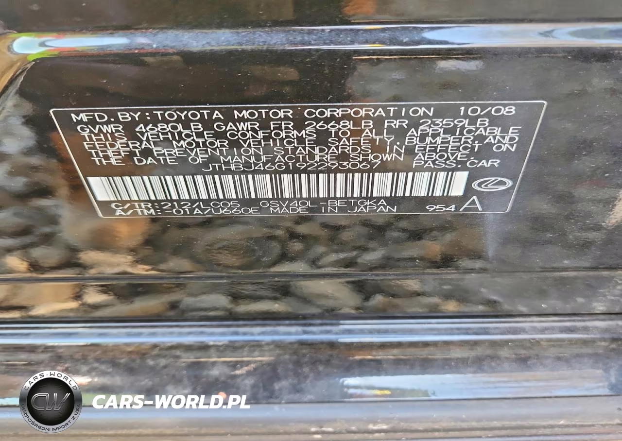 2009 Lexus Es 350 VIN:JTHBJ46G192293067 - 12