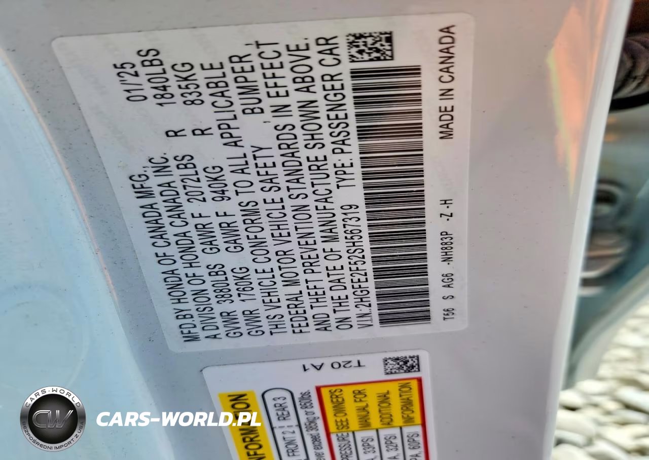 2025 Honda Civic Sport VIN:2HGFE2F52SH567319 - 12