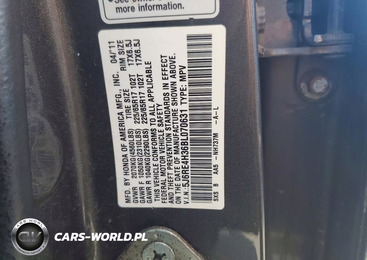 2011 Honda Cr-V Lx VIN:5J6RE4H36BL070631 - 13
