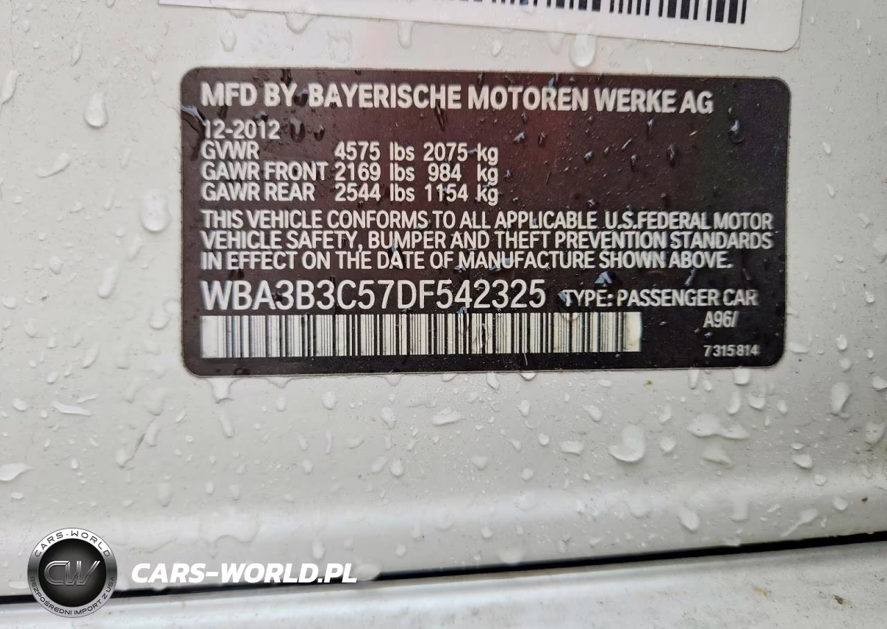 2013 BMW 328 Xi VIN:WBA3B3C57DF542325 - 13