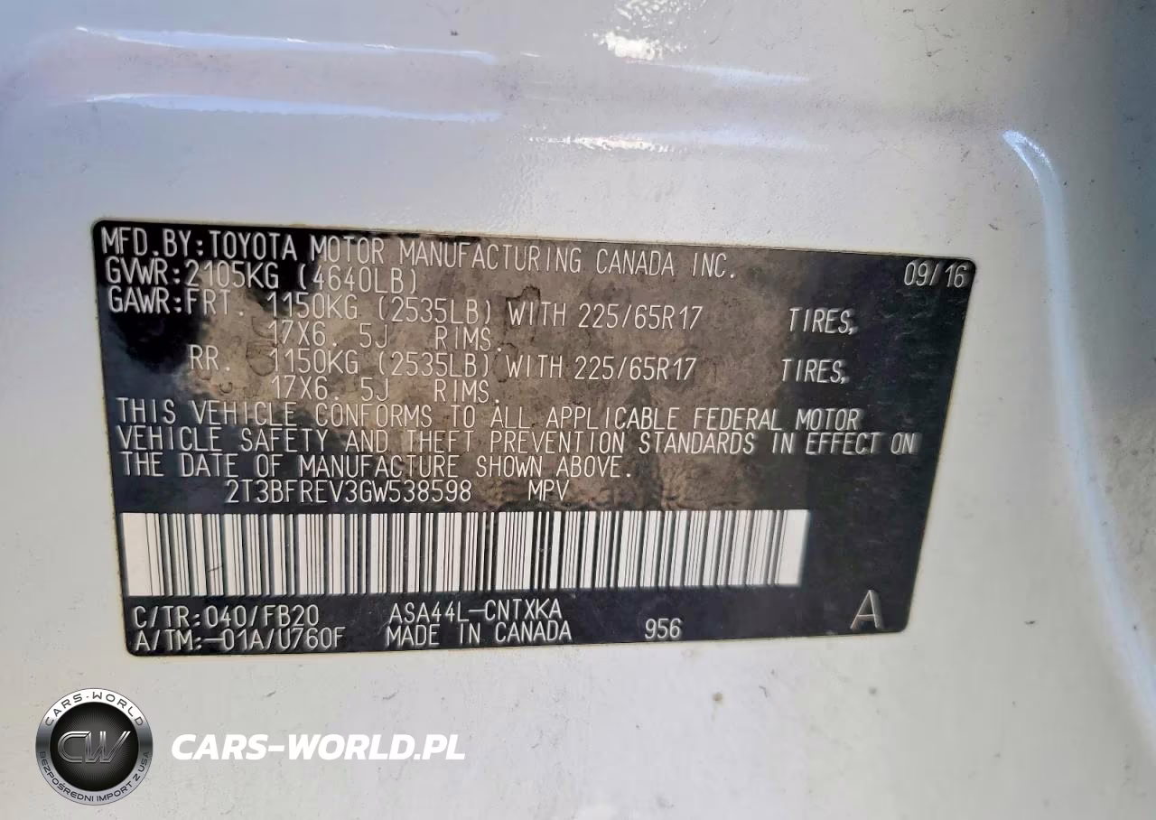 2016 Toyota Rav4 Le VIN:2T3BFREV3GW538598 - 14
