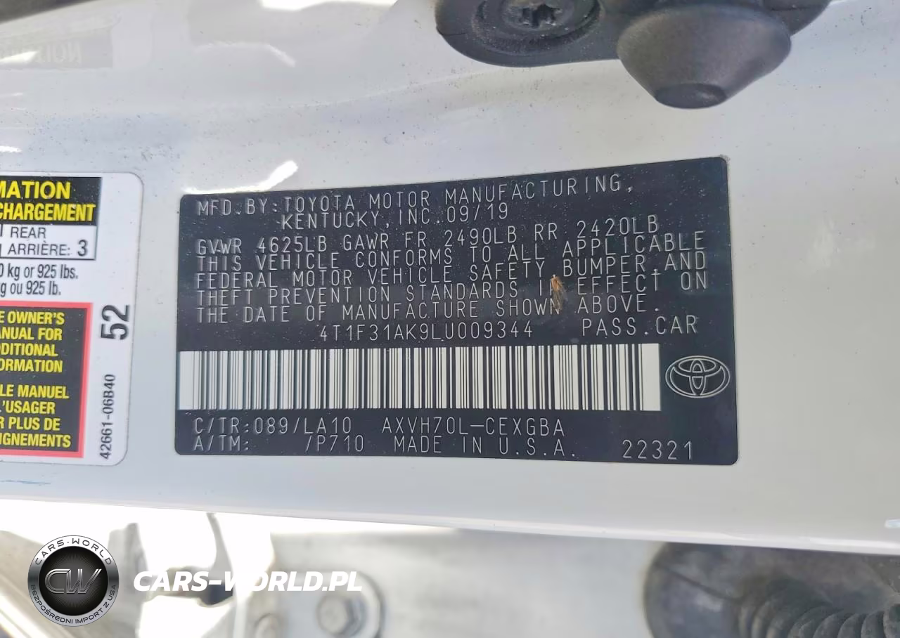 2020 Toyota Camry Xle VIN:4T1F31AK9LU009344 - 12