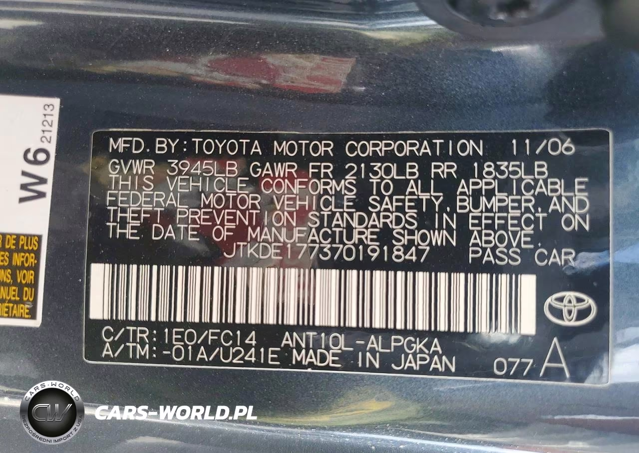 2007 Scion Tc Base VIN:JTKDE177370191847 - 12