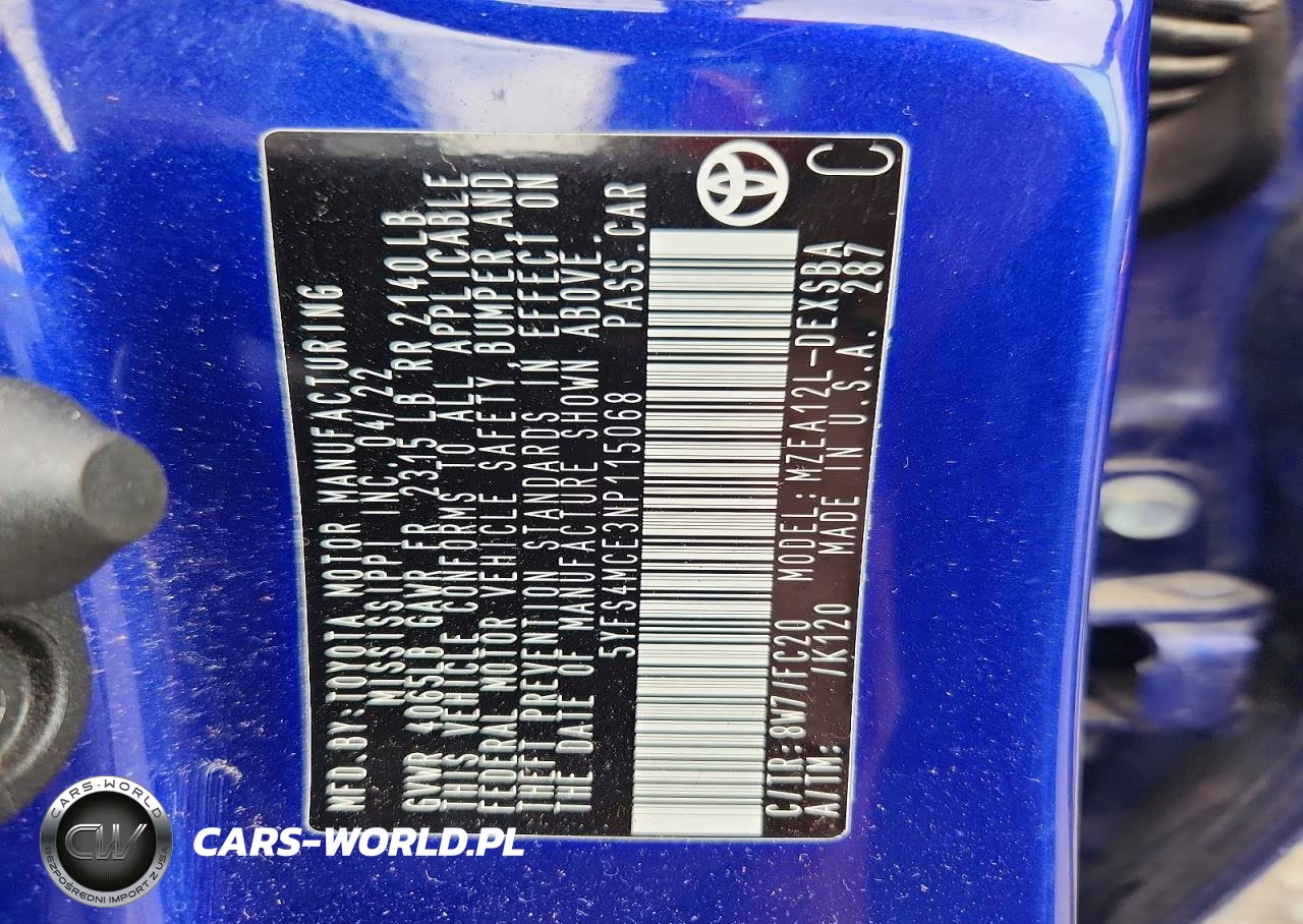 2022 Toyota Corolla VIN:5YFS4MCE3NP115068 - 12