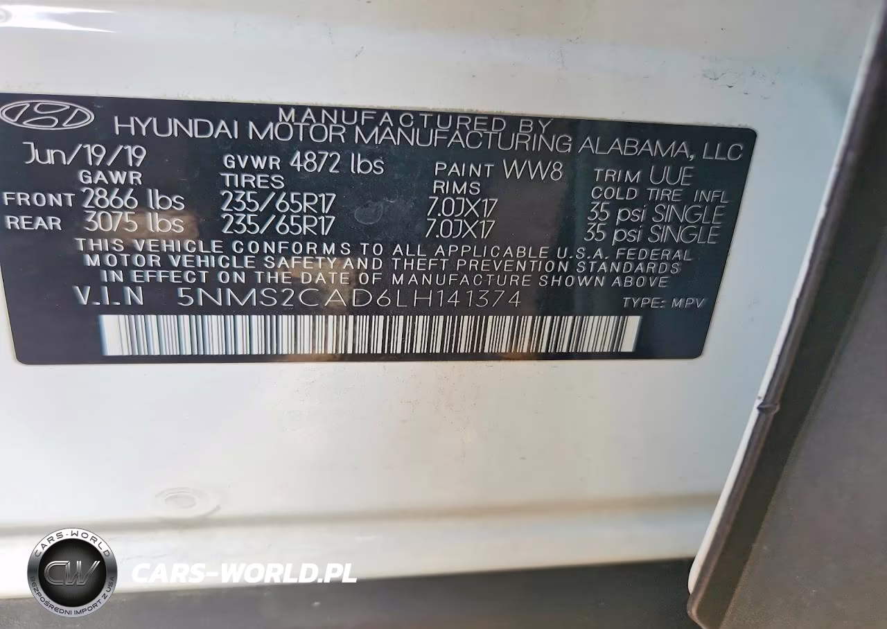 2020 Hyundai Santa Fe Se VIN:5NMS2CAD6LH141374 - 13