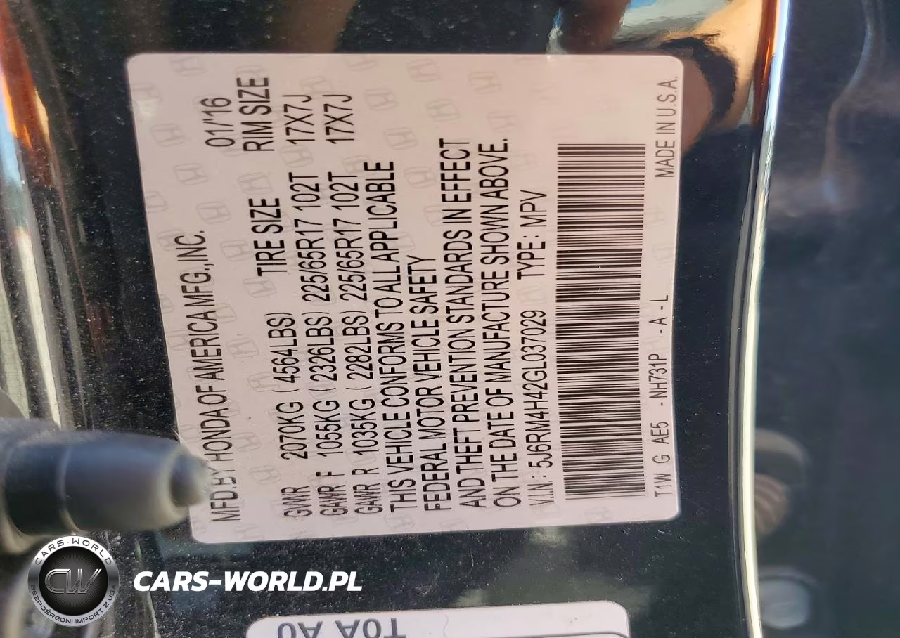 2016 Hond Cr-V Se VIN:5J6RM4H42GL037029 - 14
