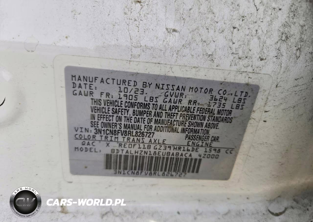 2024 Nissan Versa Sr VIN:3N1CN8FV8RL826727 - 12