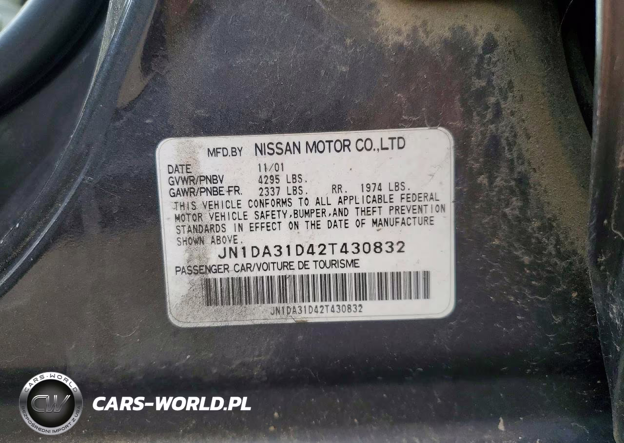 2002 Nissan Maxima Gxe VIN:JN1DA31D42T430832 - 13