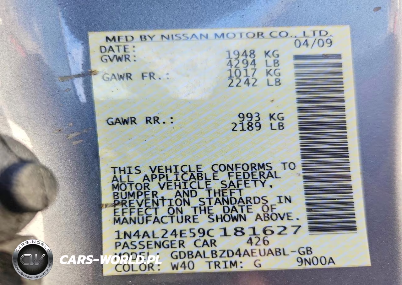 2009 Nissan Altima 2.5 S VIN:1N4AL24E59C181627 - 13