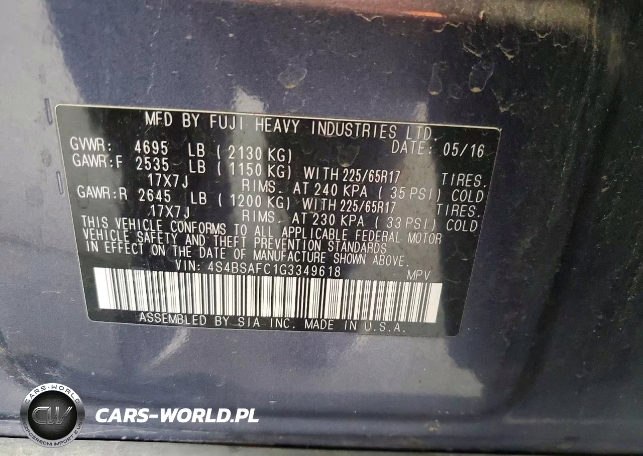 2016 Subaru Outback 2.5I Premium VIN:4S4BSAFC1G3349618 - 12