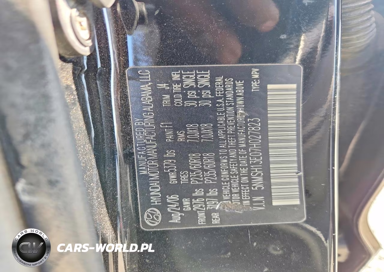 2007 Hyundai Santa Fe Se VIN:5NMSH13E07H027823 - 13