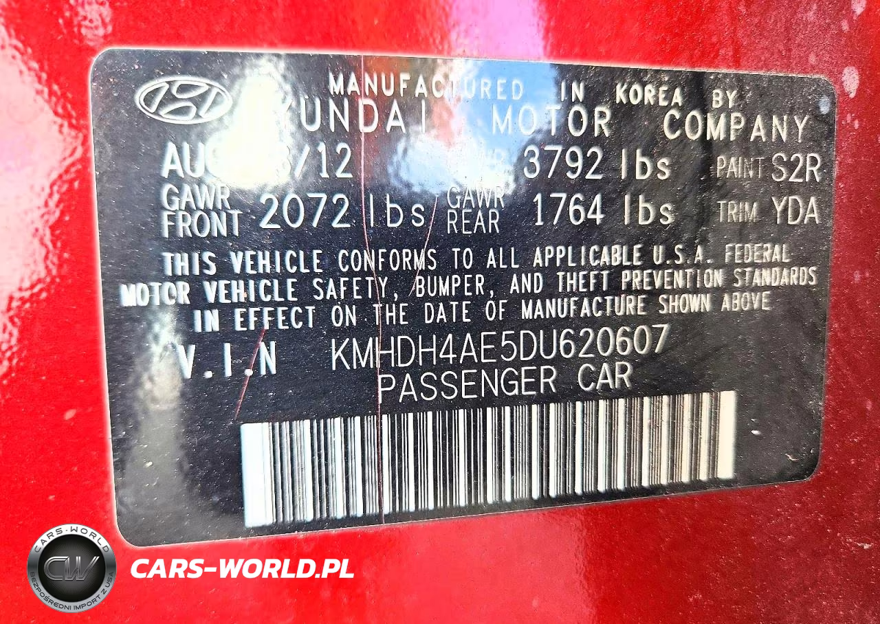2013 Hyundai Elantra Gls VIN:KMHDH4AE5DU620607 - 12