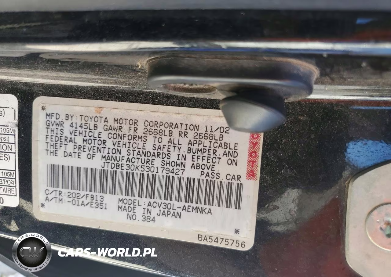 2003 Toyota Camry Le VIN:JTDBE30K530179427 - 12