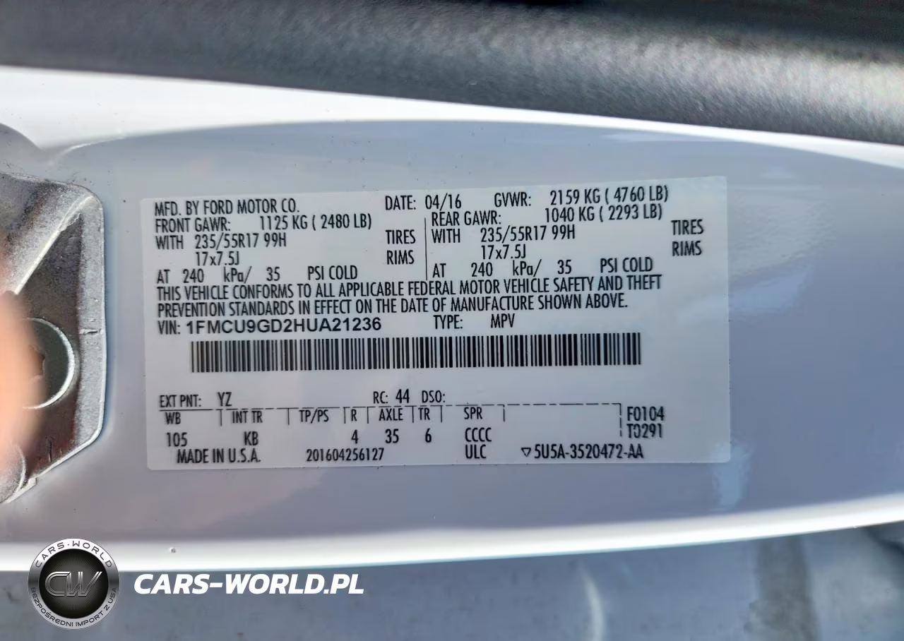 2017 Ford Escape Se VIN:1FMCU9GD2HUA21236 - 13
