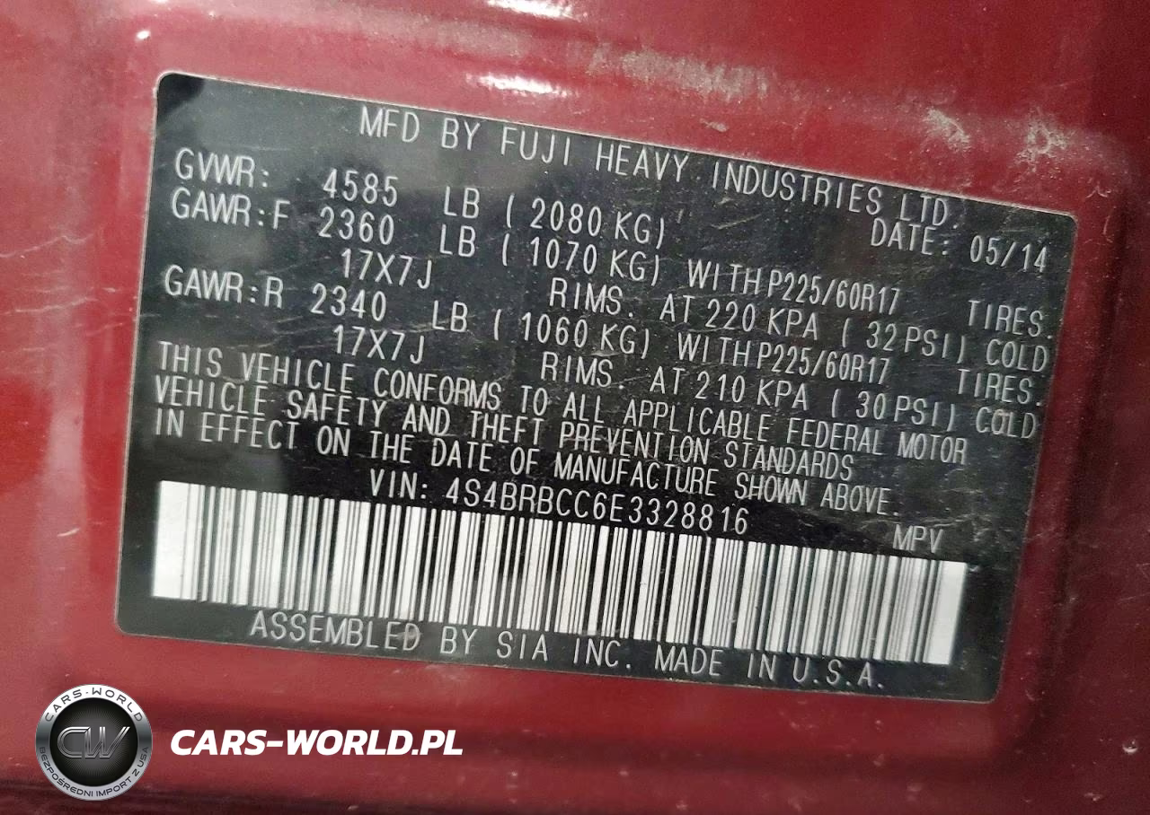 2014 Subaru Outback 2.5I Premium VIN:4S4BRBCC6E3328816 - 13