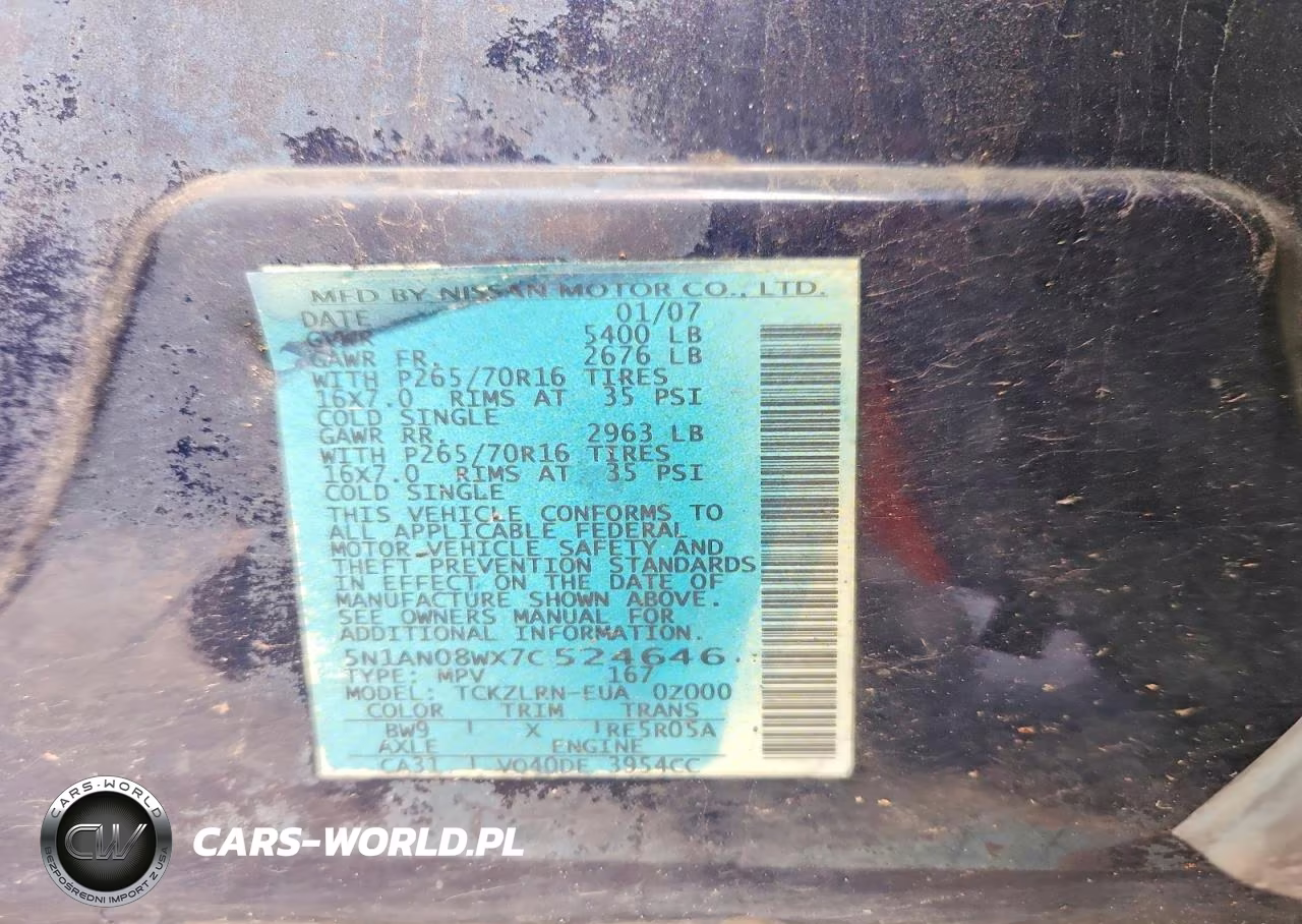 2007 Nissan Xterra X VIN:5N1AN08WX7C524646 - 13