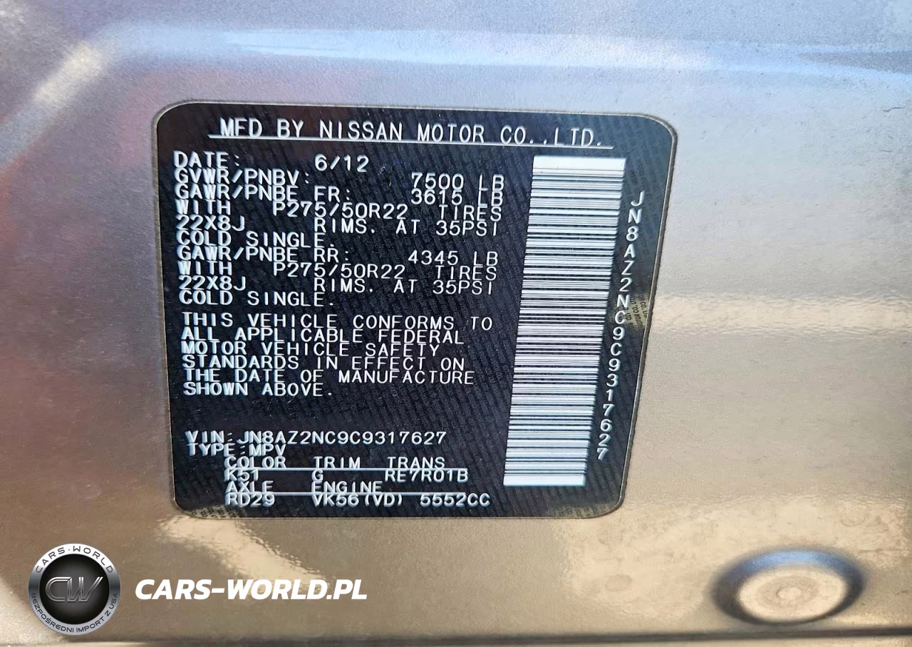 2012 Infiniti Qx56 Base VIN:JN8AZ2NC9C9317627 - 13