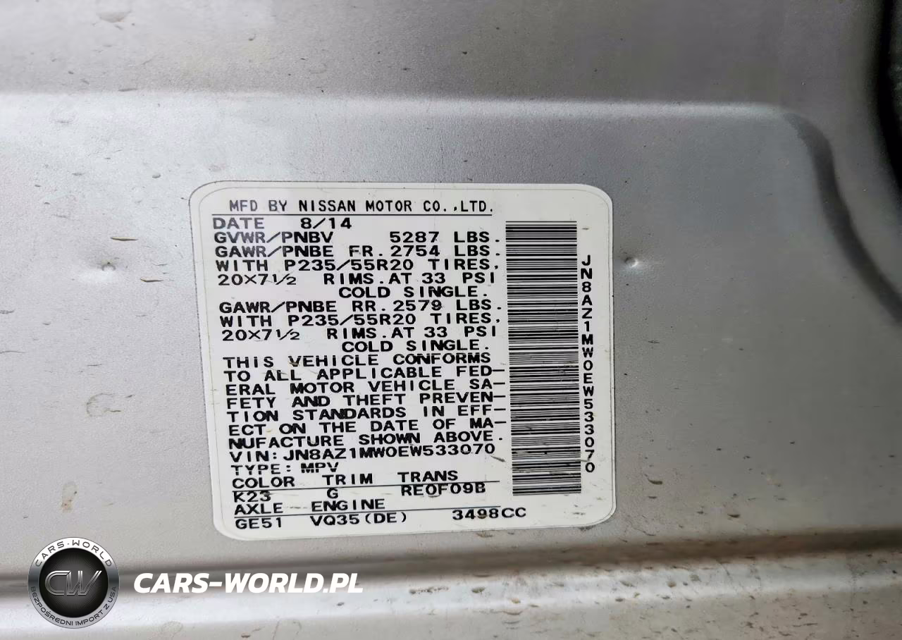 2014 Nissan Murano Le VIN:JN8AZ1MW0EW533070 - 14