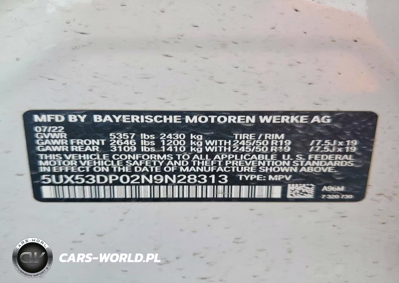 2022 BMW X3 xDrive30I VIN:5UX53DP02N9N28313 - 13