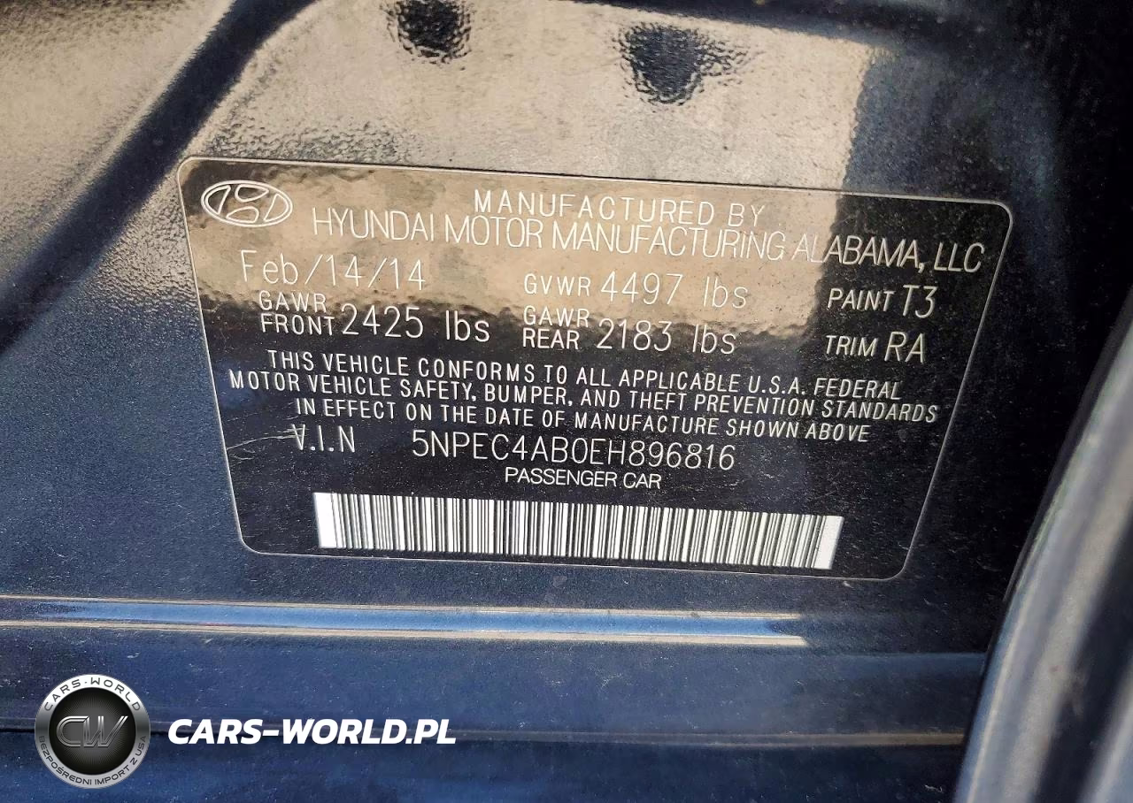 HYUNDAI SONATA VIN:5NPEC4AB0EH896816 - 12