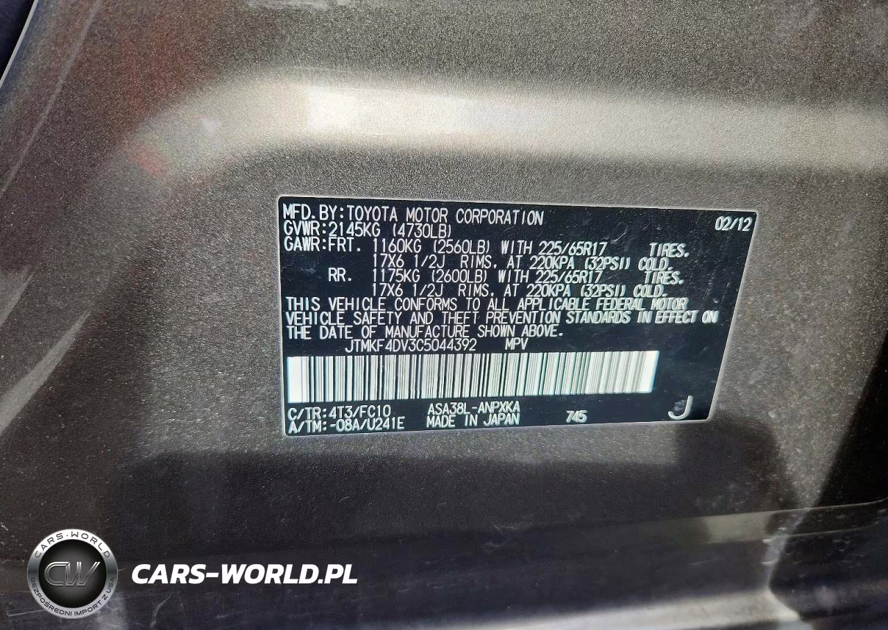 2012 Toyota Rav4 Base VIN:JTMKF4DV3C5044392 - 13