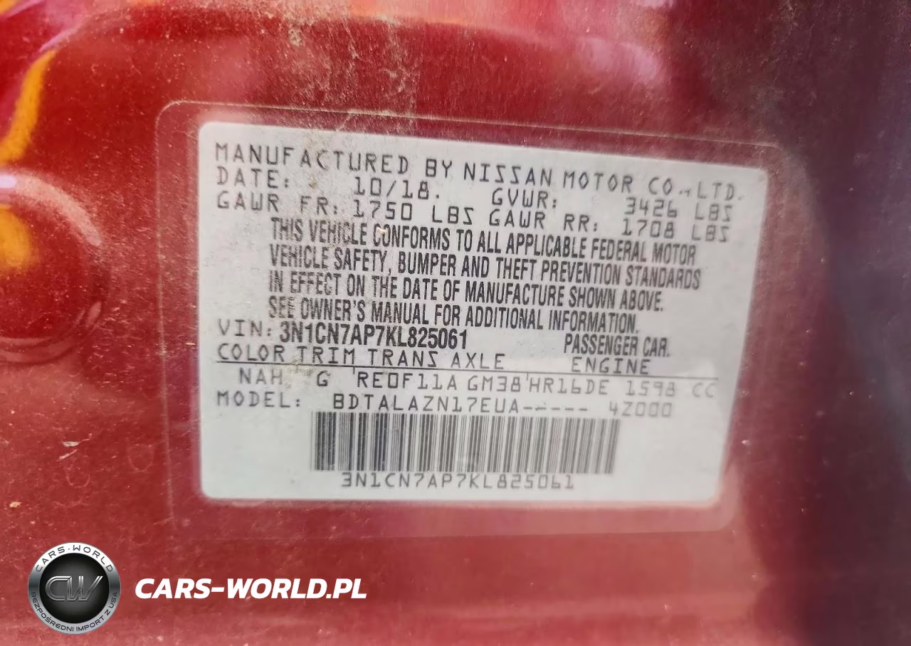 2019 Nissan Versa S Plus VIN:3N1CN7AP7KL825061 - 12