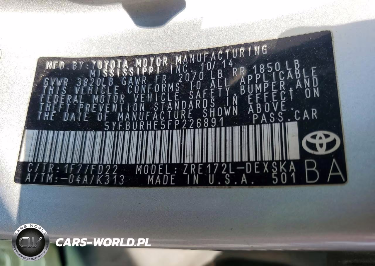 2015 Toyota Corolla S Plus VIN:5YFBURHE5FP226891 - 12