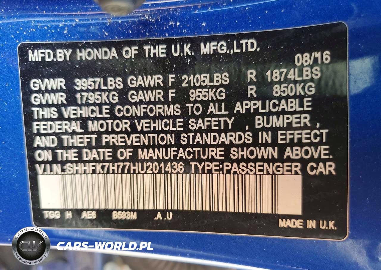 2017 Honda Civic Exl VIN:SHHFK7H77HU201436 - 13