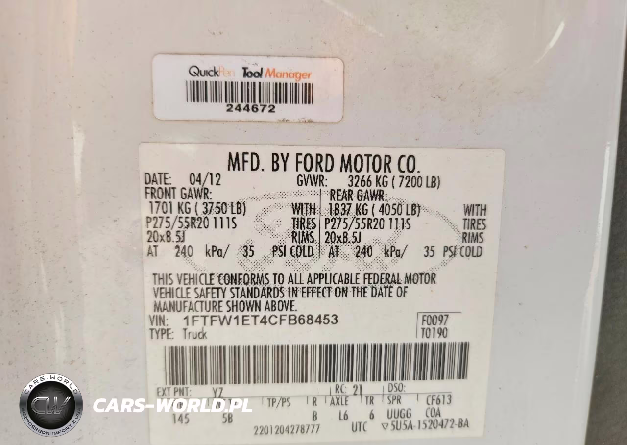 2012 Ford F150 Supercrew VIN:1FTFW1ET4CFB68453 - 12