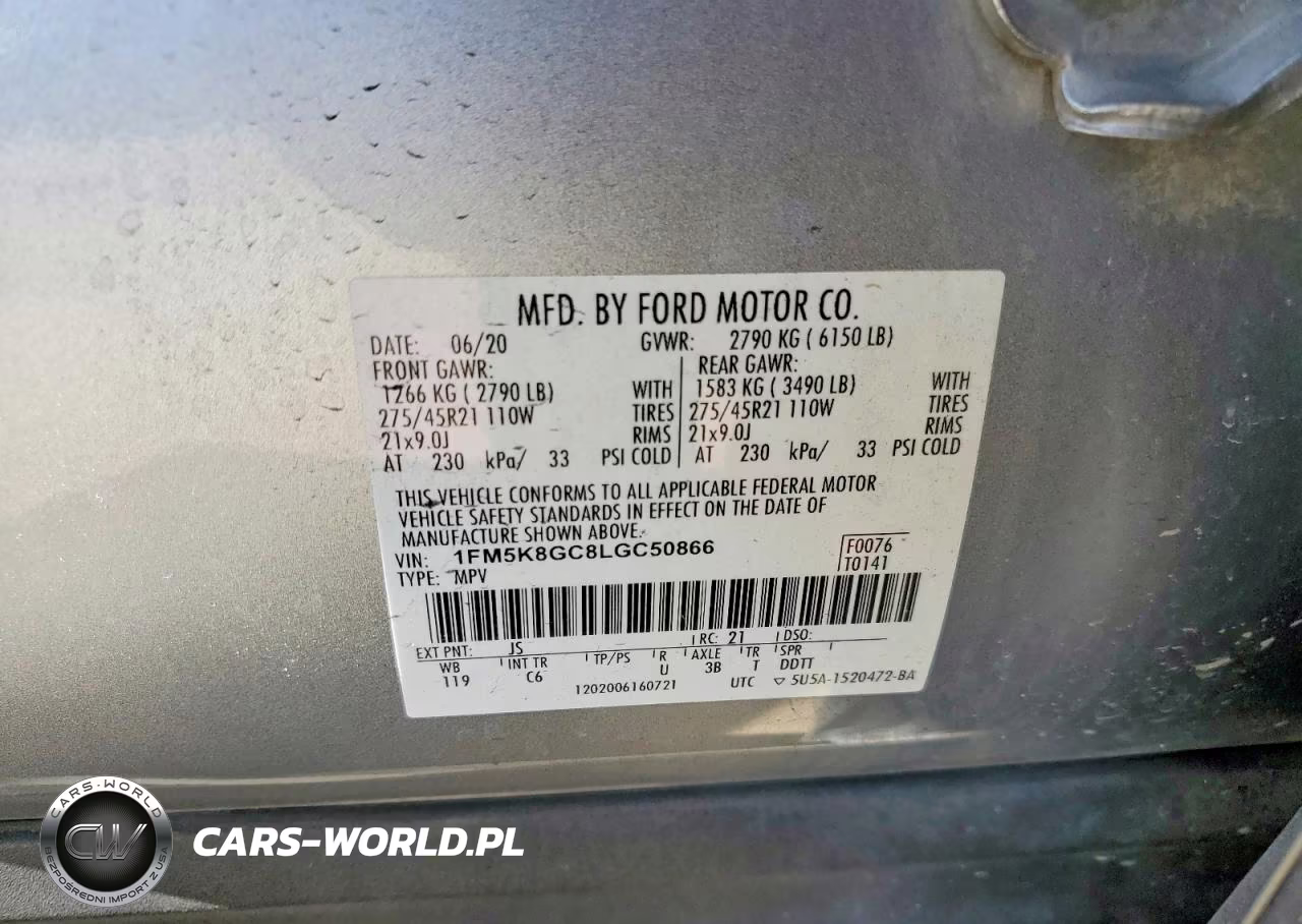 2020 Ford Explorer St VIN:1FM5K8GC8LGC50866 - 13