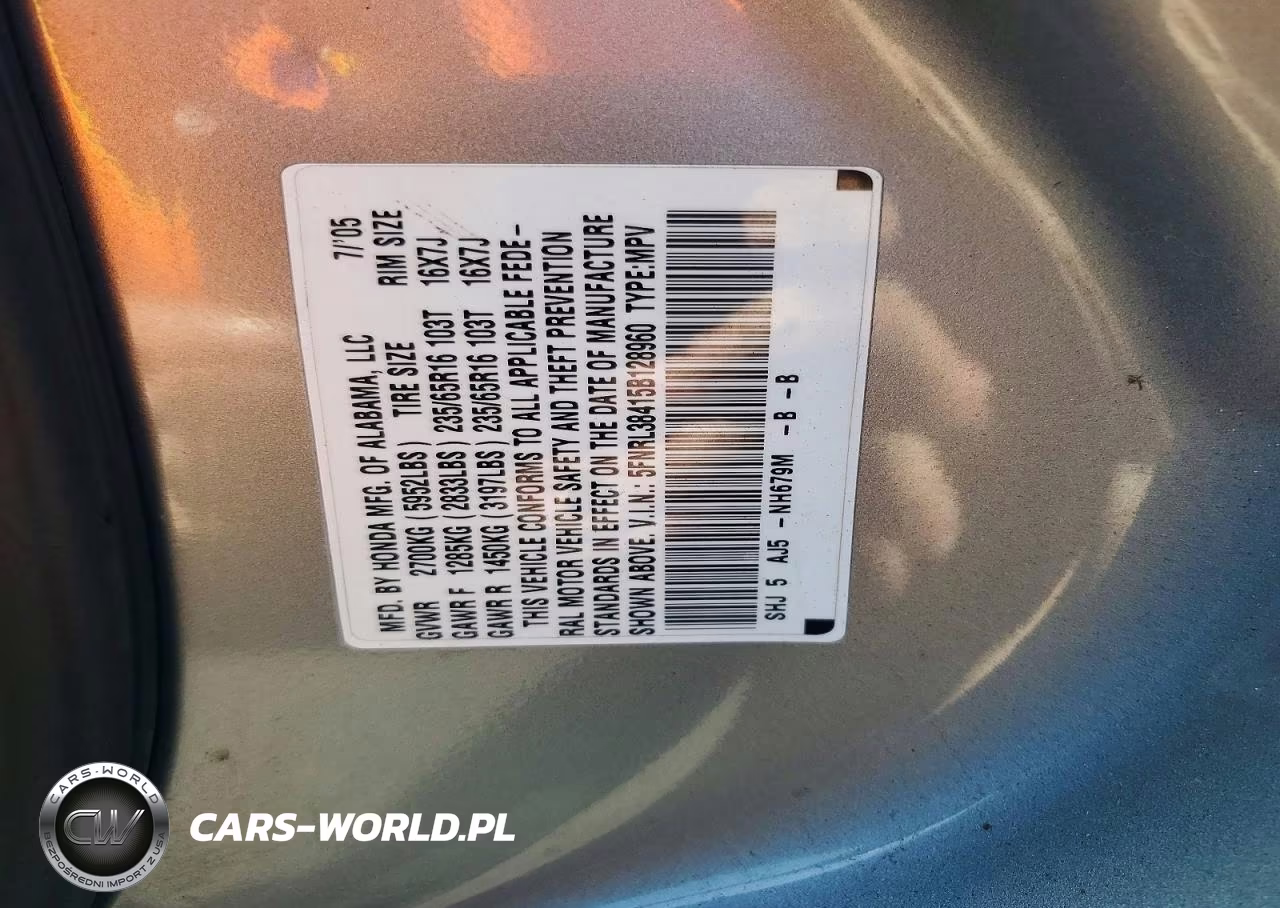 2005 Honda Odyssey Ex VIN:5FNRL38415B128960 - 12