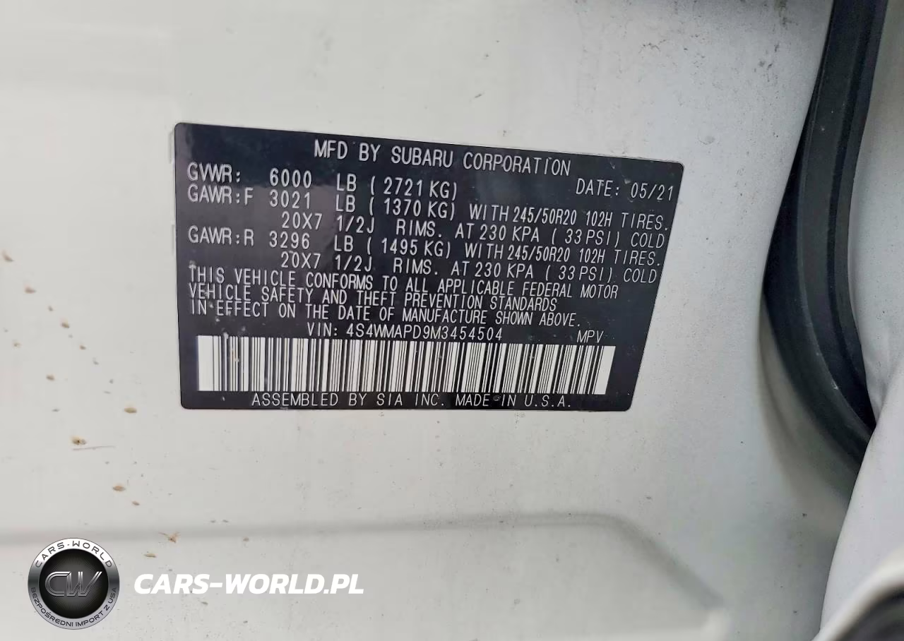 2021 Subaru Ascent Limited VIN:4S4WMAPD9M3454504 - 13