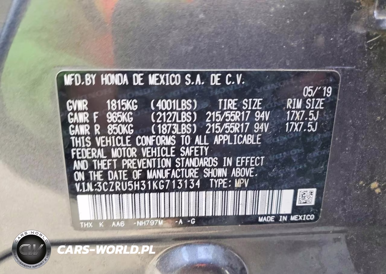 2019 Honda Hr-V Lx VIN:3CZRU5H31KG713134 - 13