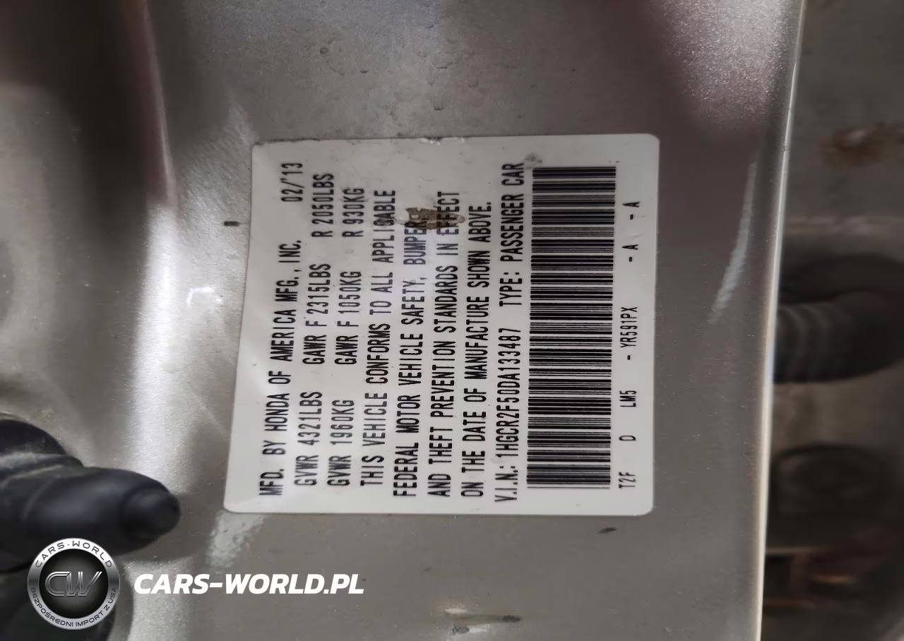 2013 Honda Accord Sport VIN:1HGCR2F50DA133487 - 12