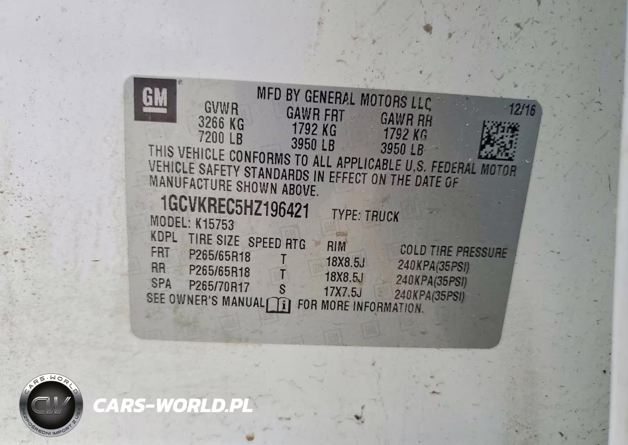 2017 Chevrolet Silverado K1500 Lt VIN:1GCVKREC5HZ196421 - 12