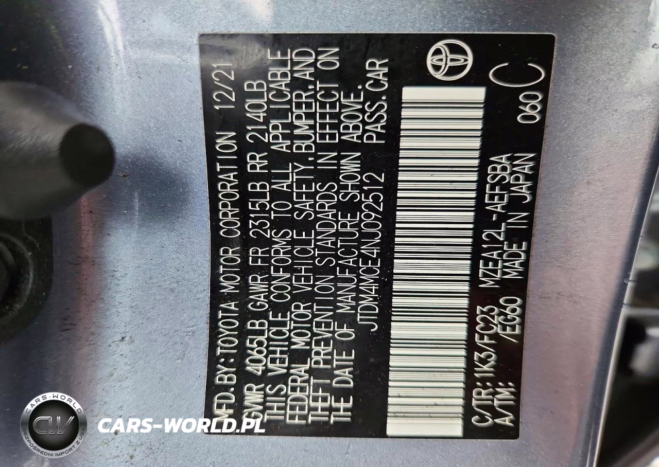 2022 Toyota Corolla Se VIN:JTDM4MCE4NJ092512 - 12