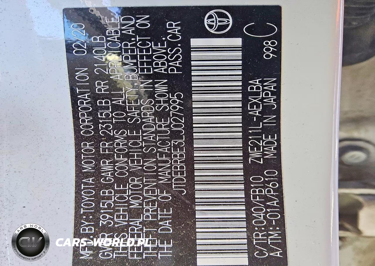 2020 Toyota Corolla Le VIN:JTDEBRBE3LJ027995 - 12