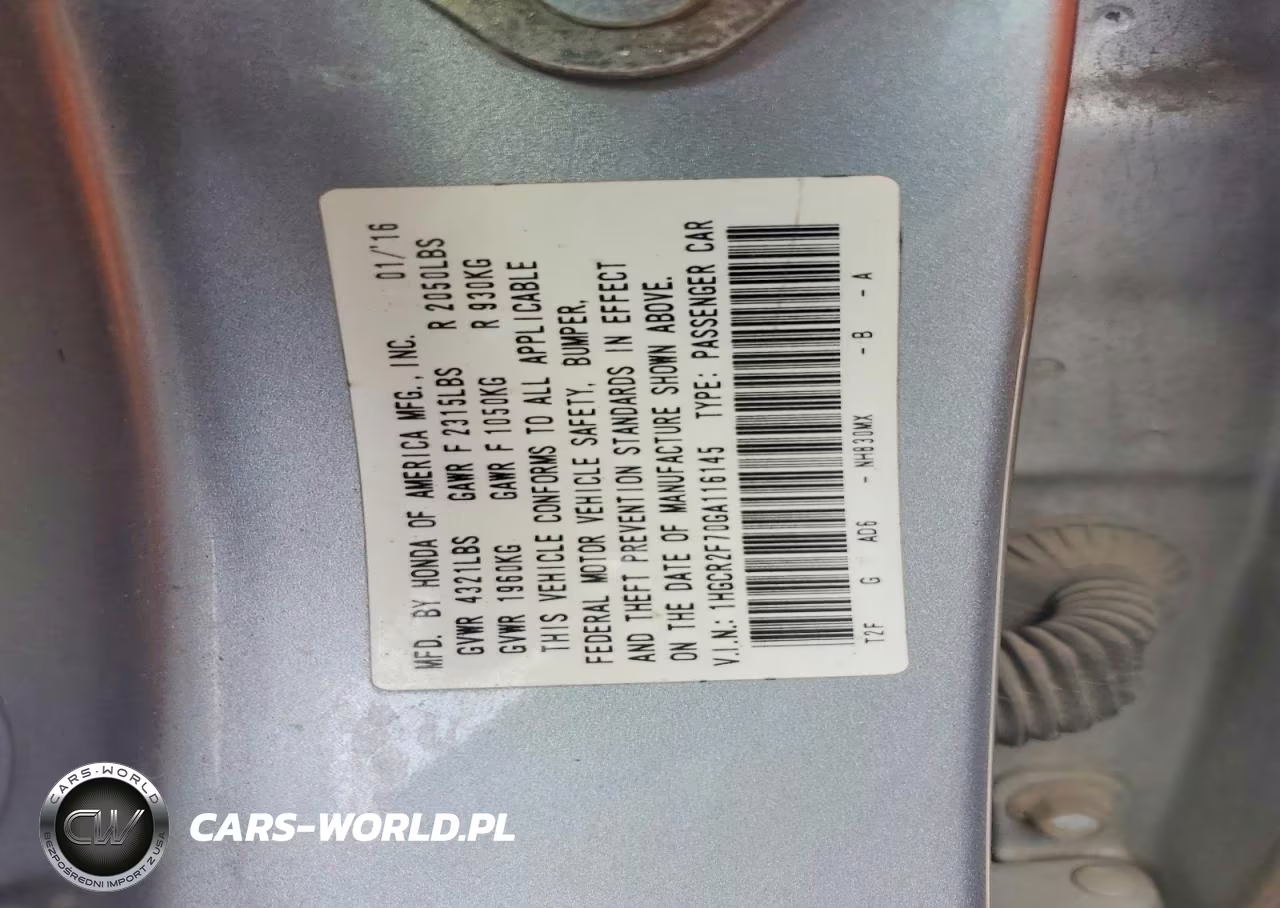 2016 Honda Accord Ex VIN:1HGCR2F70GA116145 - 12