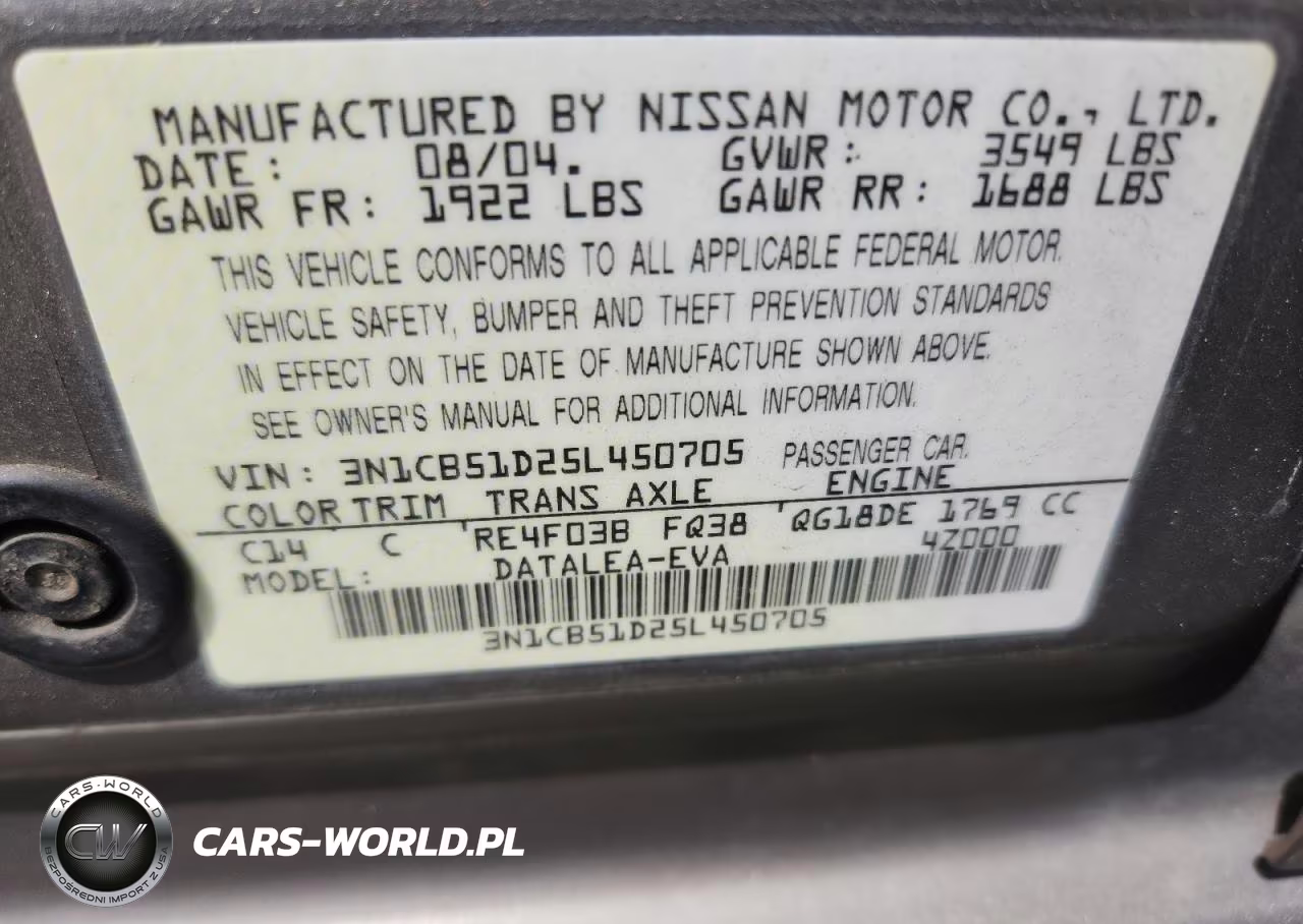 2005 Nissan Sentra 1.8 VIN:3N1CB51D25L450705 - 12