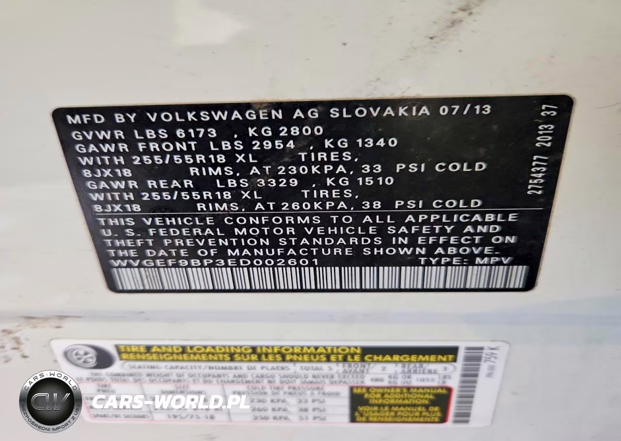 2014 Volkswagen Touareg V6 VIN:WVGEF9BP3ED002601 - 13