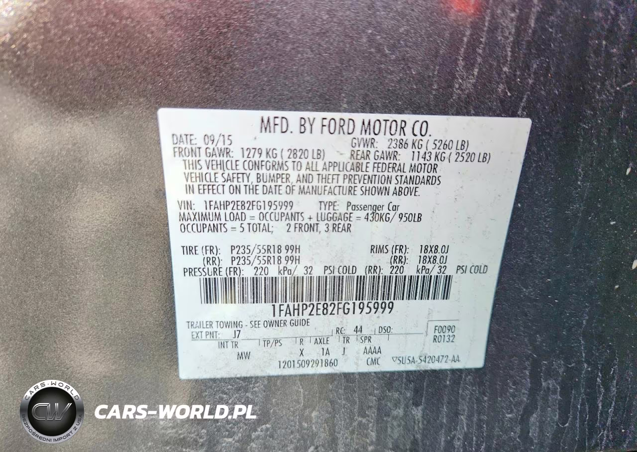 2015 Ford Taurus Sel VIN:1FAHP2E82FG195999 - 12