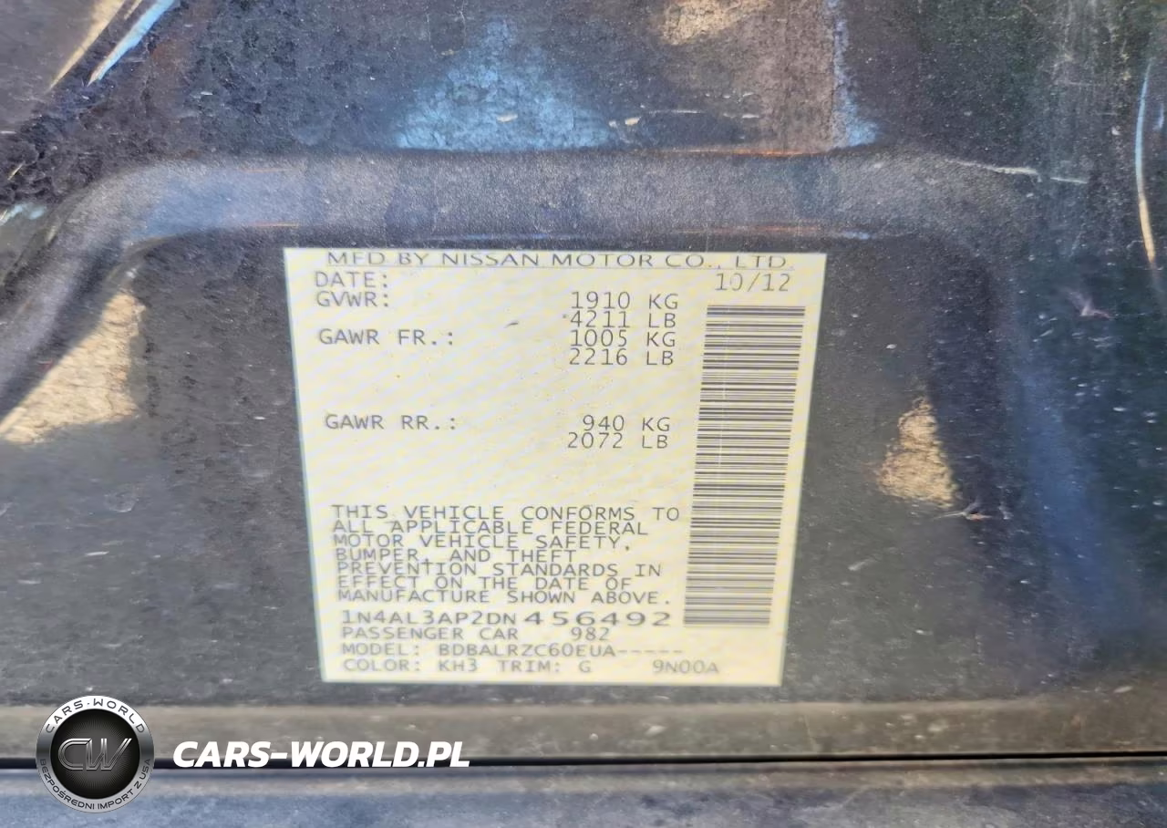 2013 Nissan Altima 2.5 VIN:1N4AL3AP2DN456492 - 12