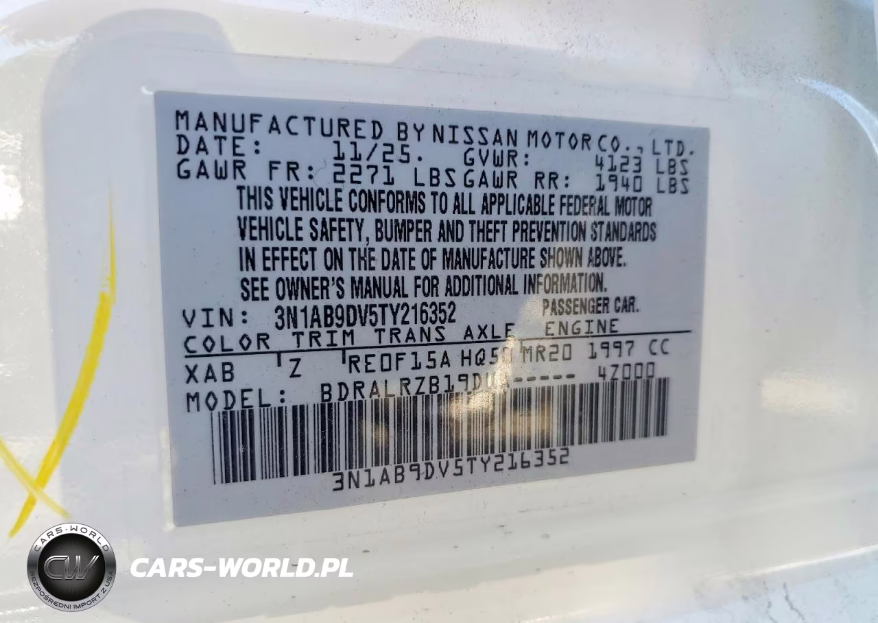 2026 Nissan Sentra Sr VIN:3N1AB9DV5TY216352 - 13